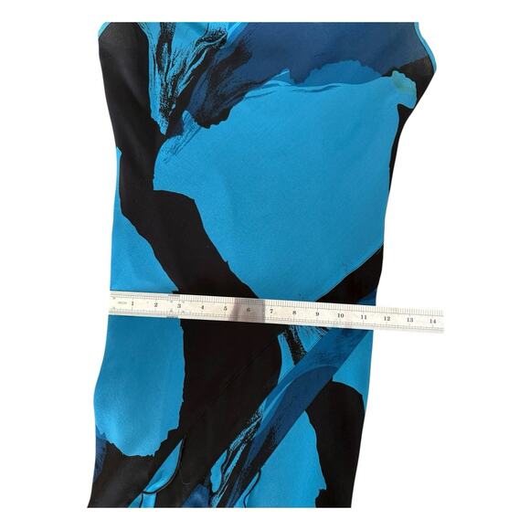 Vtg Express 90s Y2K Silk Slip Dress Ruffle Asymmetric Dark Fairy Midi Sz 2 Blue - Picture 13 of 15